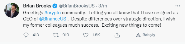 Brain Brooks istifa etti