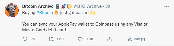 Kullanıcıları Coinbase üzerinden Apple Pay ile kripto para satın alabilecek