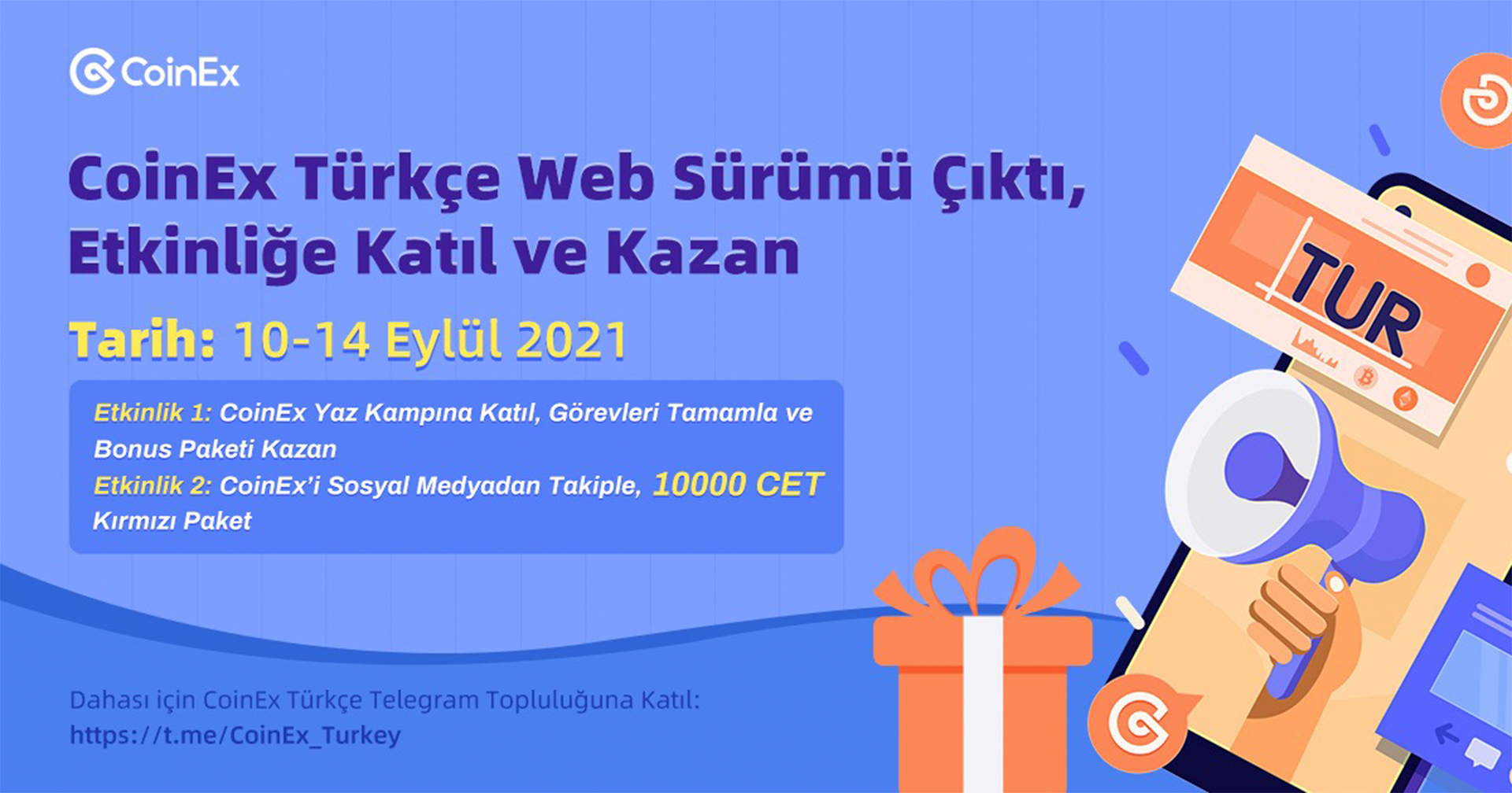 CoinEx Türkçe Yeni Sürüm Çıktı: Etkinliğe Katıl ve Ödül Paketi Kazan!