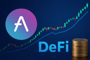 AAVE logosu fiyat grafiği DeFi konsepti Ethereum ağı